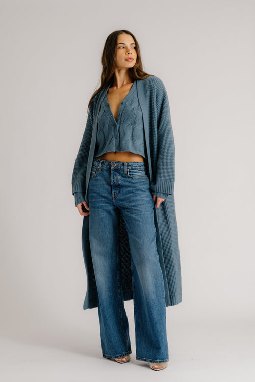 CEDAR SLOUCHY CASHMERE DUSTER | SMOKY BLUE
