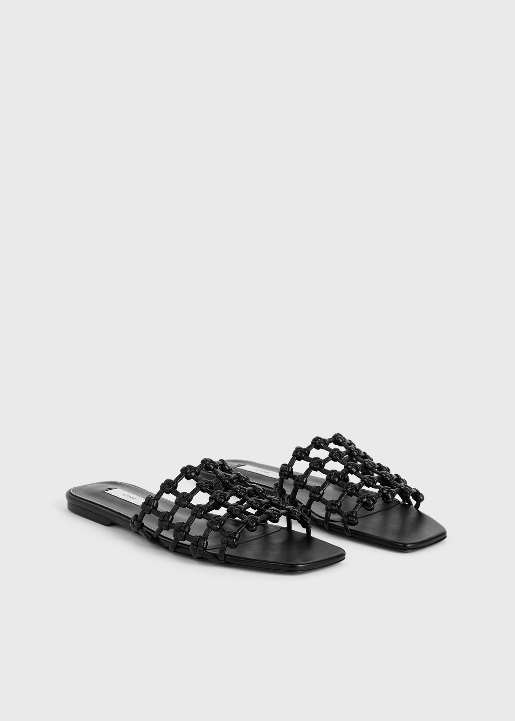 Braided-leather bandeau slides black