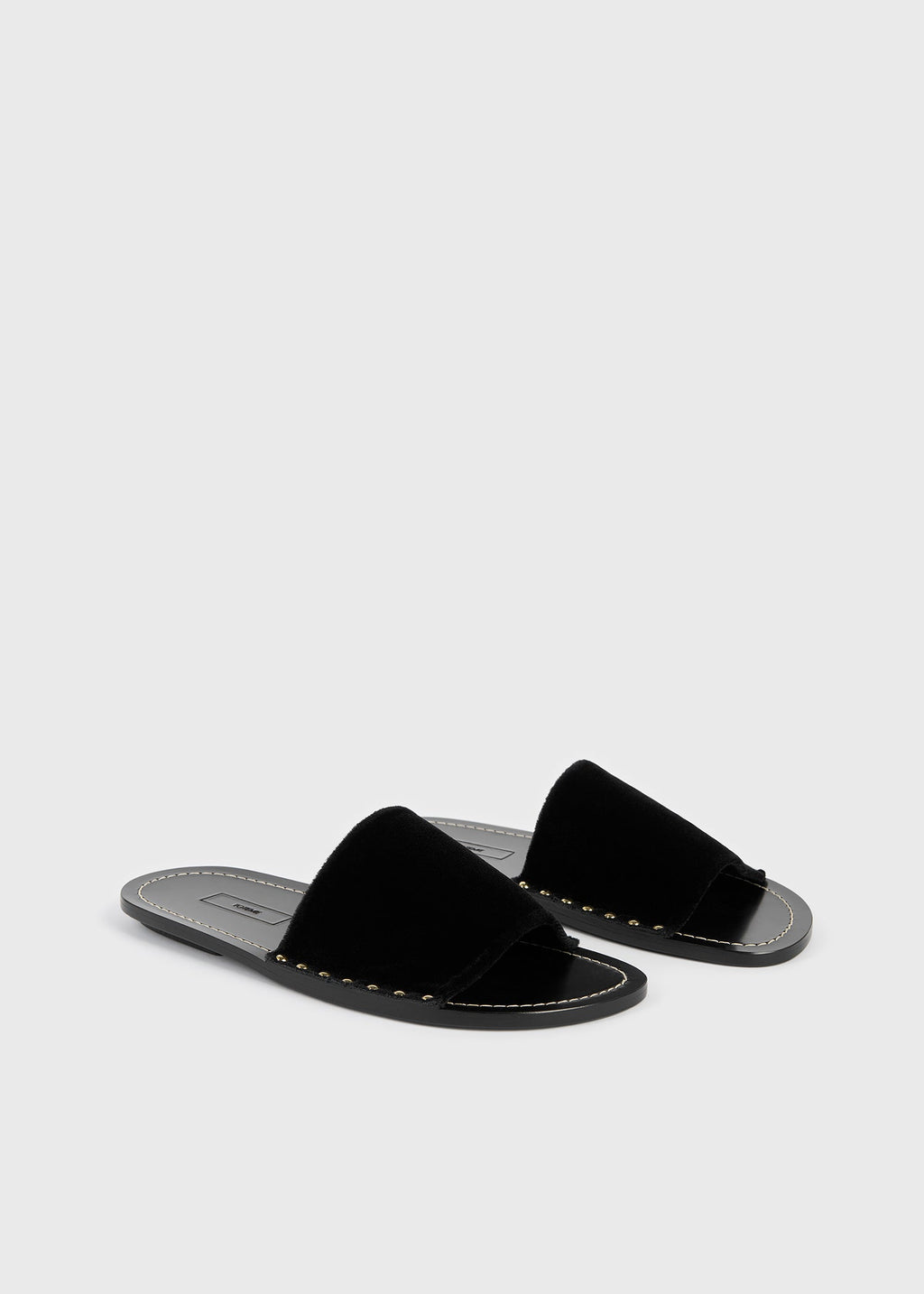 Studded velvet slides black